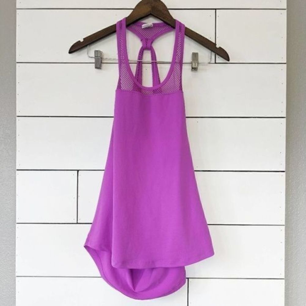Fabletics Sol Purple Mesh Drape Tank Top Small - Picture 2 of 7